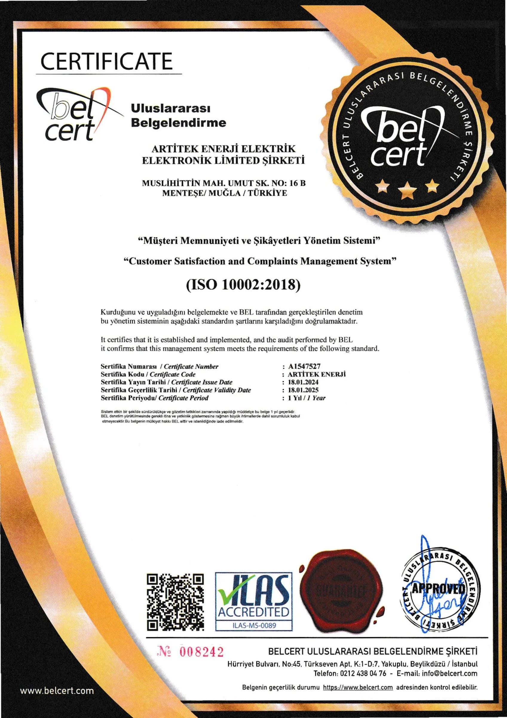 ISO 10002 belge taraması